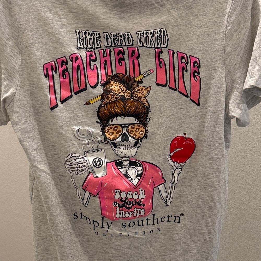 Simply Southern Gray and Pink Teacher Life Tee